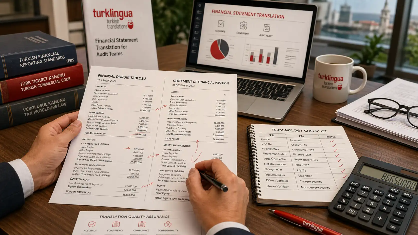 Turkish Financial Statement Translation for Audit Teams hero image showing specialist Turkish translation review