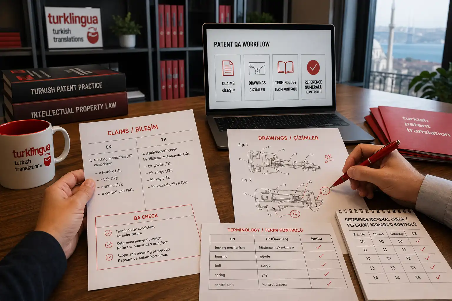 Turkish Patent Translation for IP Law Firms mid-page visual showing quality assurance workflow
