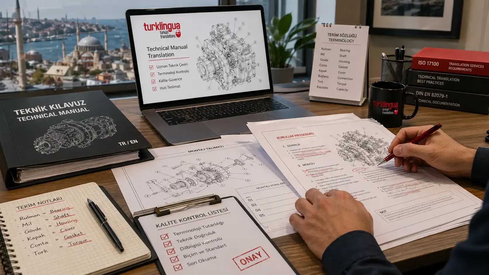 Turkish Technical Manual Translation for Manufacturers hero image showing specialist Turkish translation review
